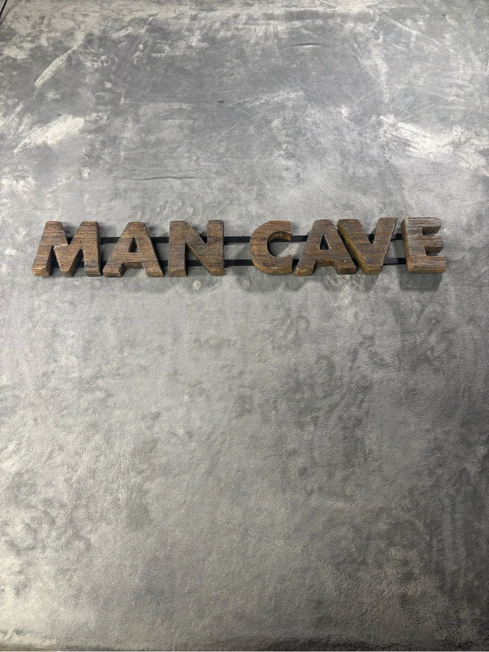 MAN CAVE Wooden Wall Sign - Brown Rustic Accent